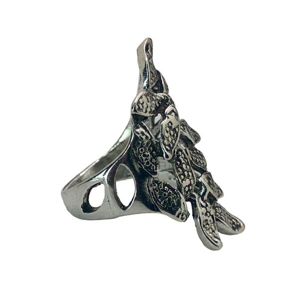 Silver Side Leaf Cluster Ring - Size 8 - Picture 5 of 7